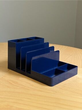 Navy Blue Plastic Pen Pencil Paperclip Vintage Stationary 2557 by Rogers